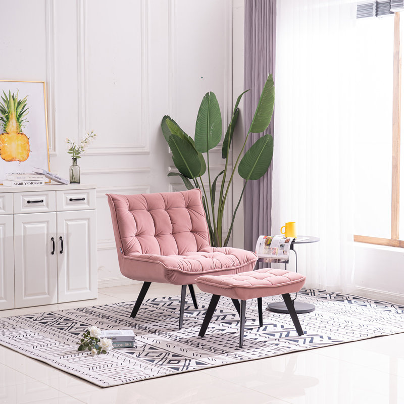 Corrigan Studio Bruan 31.1 W Velvet Lounge Chair and Ottoman Wayfair